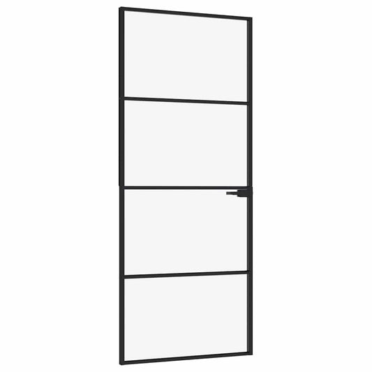 vidaXL Εσωτερική Πόρτα 83x201,5 εκ. Ψημένο Γυαλί και Λεπτό Αλουμίνιο