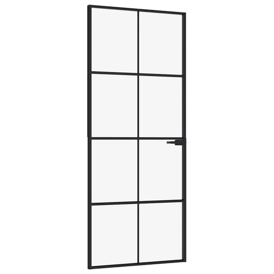 vidaXL Εσωτερική Πόρτα 83x201,5 εκ. Ψημένο Γυαλί και Λεπτό Αλουμίνιο