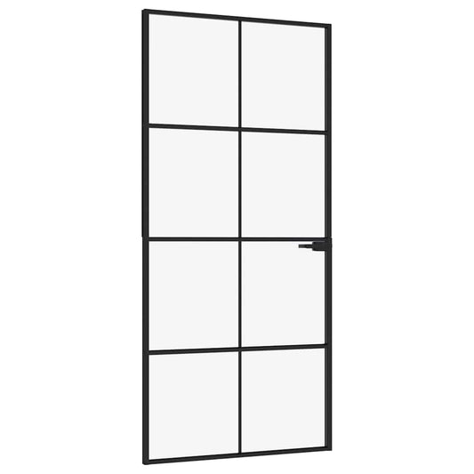 vidaXL Εσωτερική Πόρτα 93x201,5 εκ. Ψημένο Γυαλί και Λεπτό Αλουμίνιο