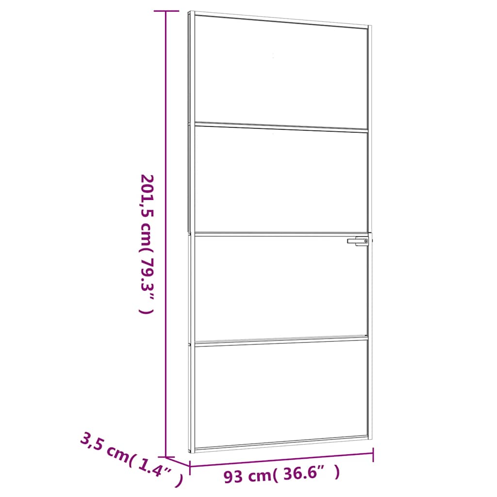 vidaXL Εσωτερική Πόρτα Λευκή 93x201,5 εκ. Ψημένο Γυαλί&Λεπτό Αλουμίνιο