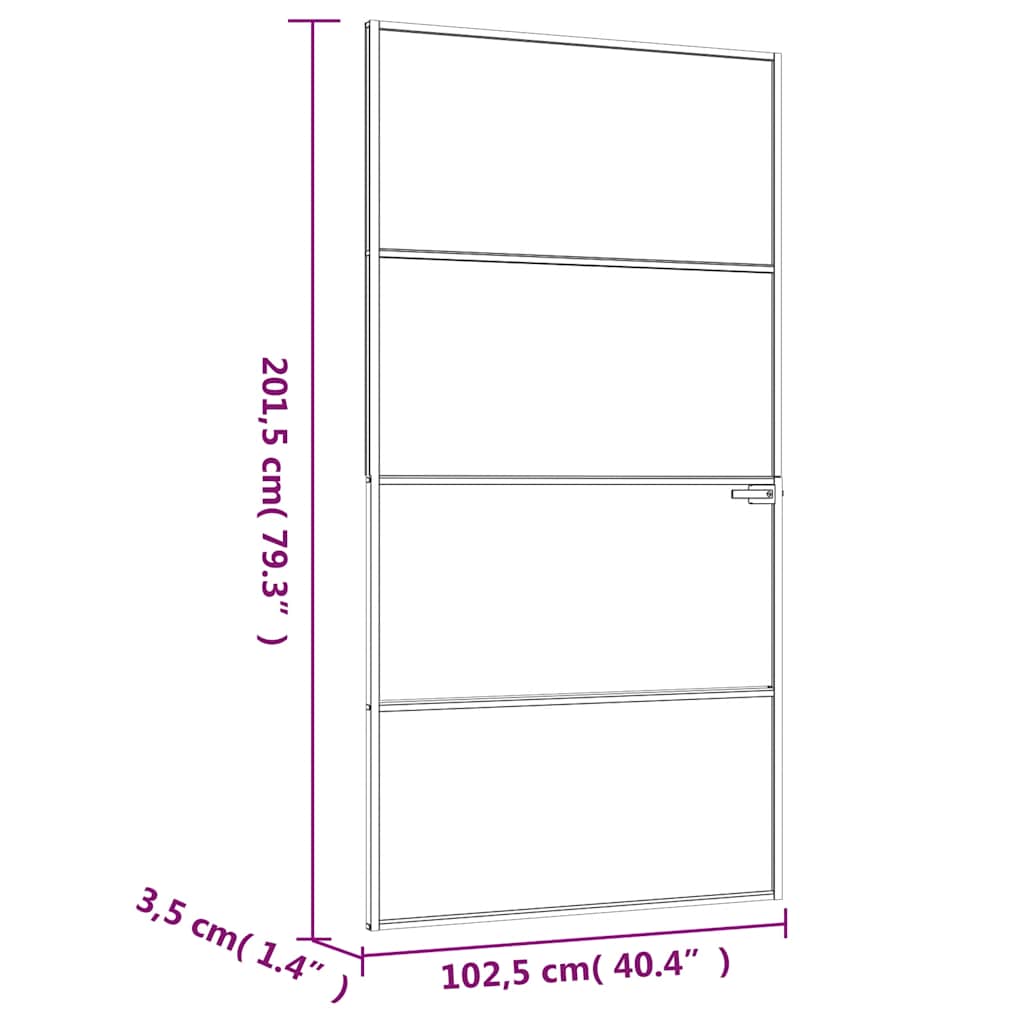 vidaXL Εσωτερική Πόρτα Λευκή 102x201,5εκ. Ψημένο Γυαλί&Λεπτό Αλουμίνιο
