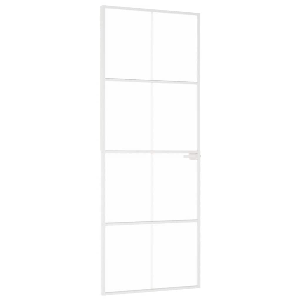 vidaXL Εσωτερική Πόρτα Λευκή 76x201,5 εκ. Ψημένο Γυαλί&Λεπτό Αλουμίνιο