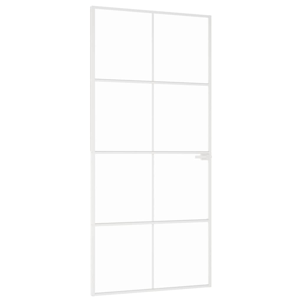 vidaXL Εσωτερική Πόρτα Λευκή 93x201,5 εκ. Ψημένο Γυαλί&Λεπτό Αλουμίνιο