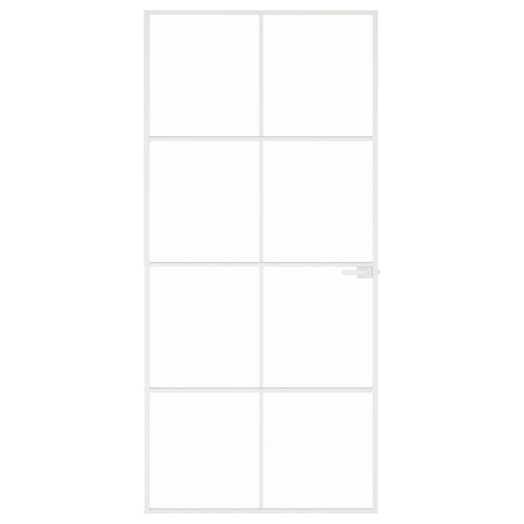vidaXL Εσωτερική Πόρτα Λευκή 93x201,5 εκ. Ψημένο Γυαλί&Λεπτό Αλουμίνιο