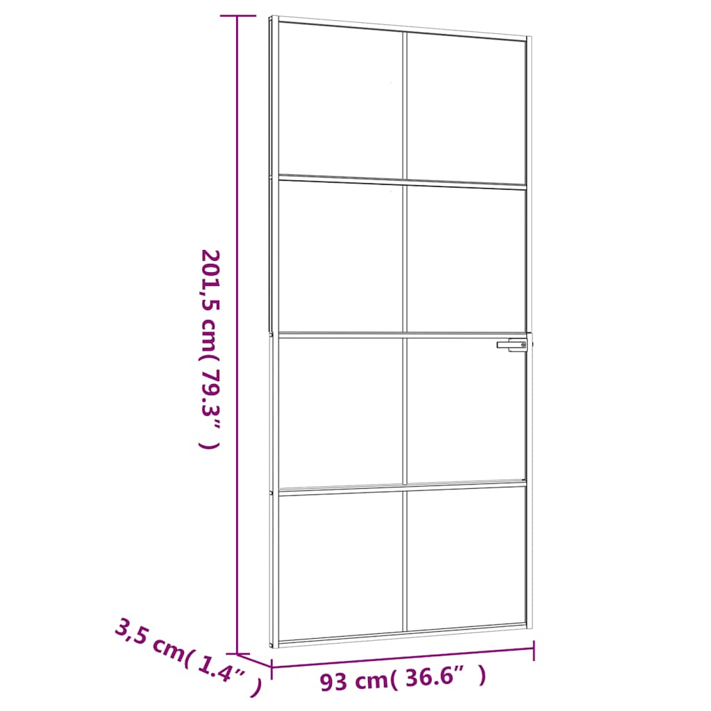 vidaXL Εσωτερική Πόρτα Λευκή 93x201,5 εκ. Ψημένο Γυαλί&Λεπτό Αλουμίνιο