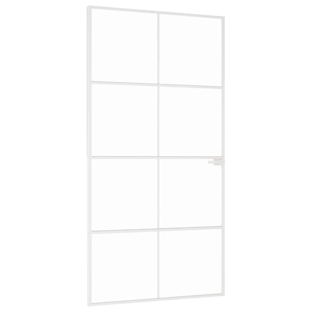 vidaXL Εσωτερική Πόρτα Λευκή 102x201,5εκ. Ψημένο Γυαλί&Λεπτό Αλουμίνιο