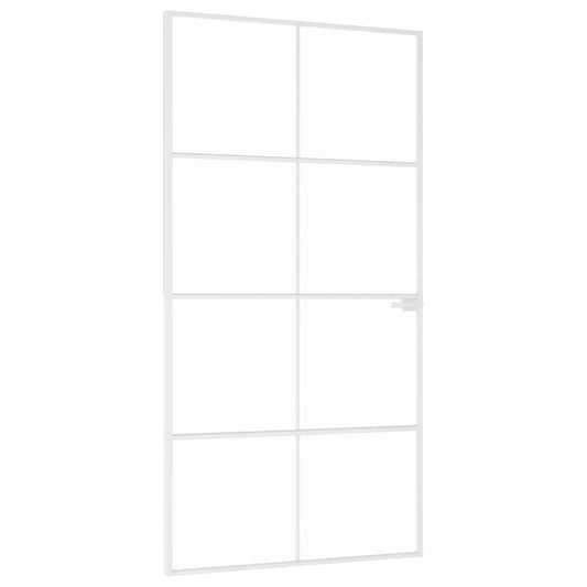 vidaXL Εσωτερική Πόρτα Λευκή 102x201,5εκ. Ψημένο Γυαλί&Λεπτό Αλουμίνιο