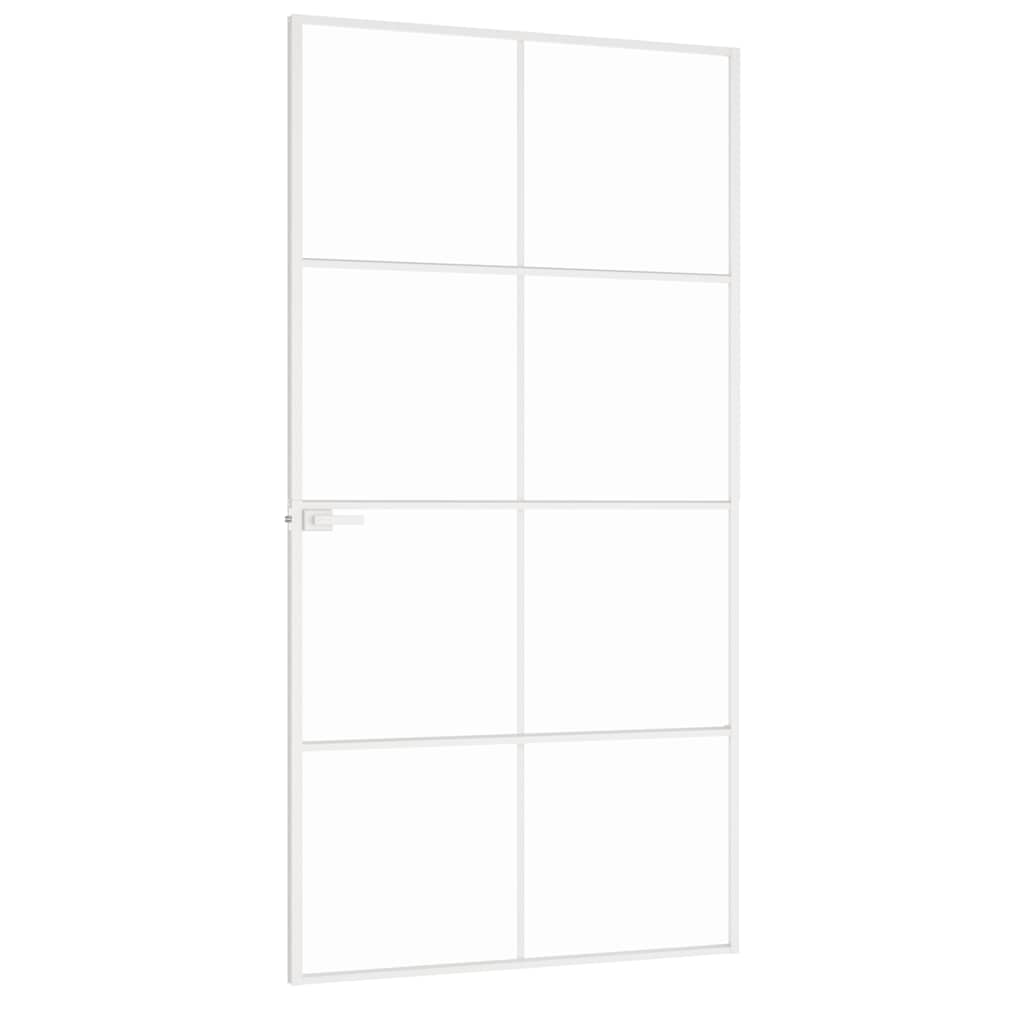 vidaXL Εσωτερική Πόρτα Λευκή 102x201,5εκ. Ψημένο Γυαλί&Λεπτό Αλουμίνιο