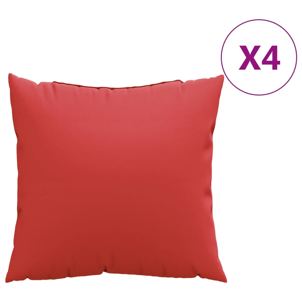 vidaXL Μαξιλάρια Καναπέ 4 τεμ. Κόκκινο 40 x 40 εκ. Υφασμάτινα