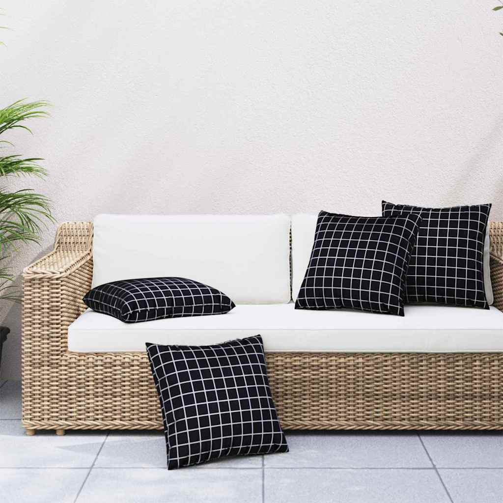 vidaXL Διασκορπισμένα Μαξιλάρια Καρό 4 pcs Μαύρη Καρώ 60 x 60 cm