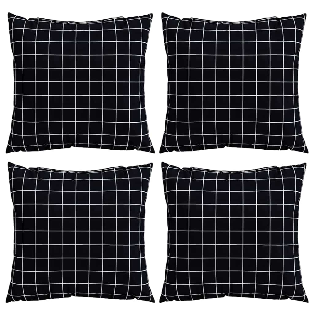 vidaXL Διασκορπισμένα Μαξιλάρια Καρό 4 pcs Μαύρη Καρώ 60 x 60 cm
