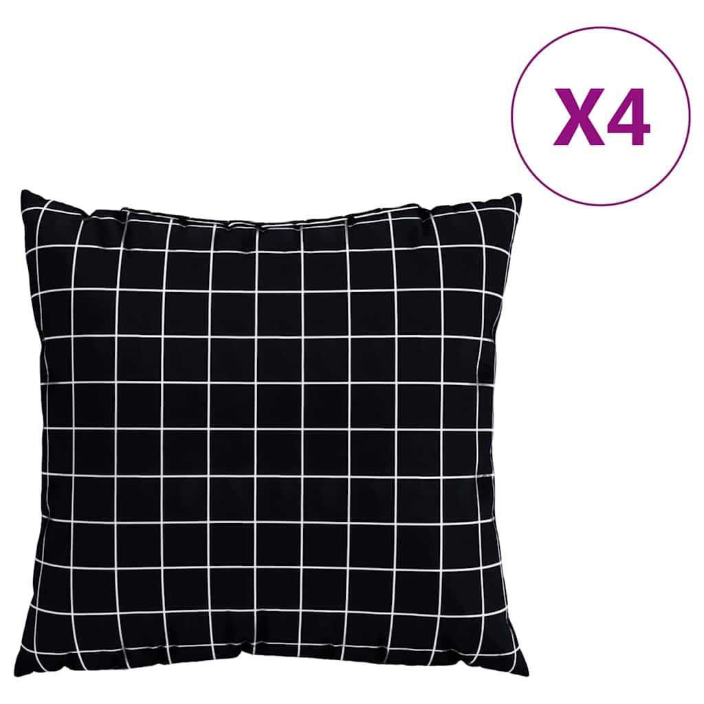 vidaXL Διασκορπισμένα Μαξιλάρια Καρό 4 pcs Μαύρη Καρώ 60 x 60 cm