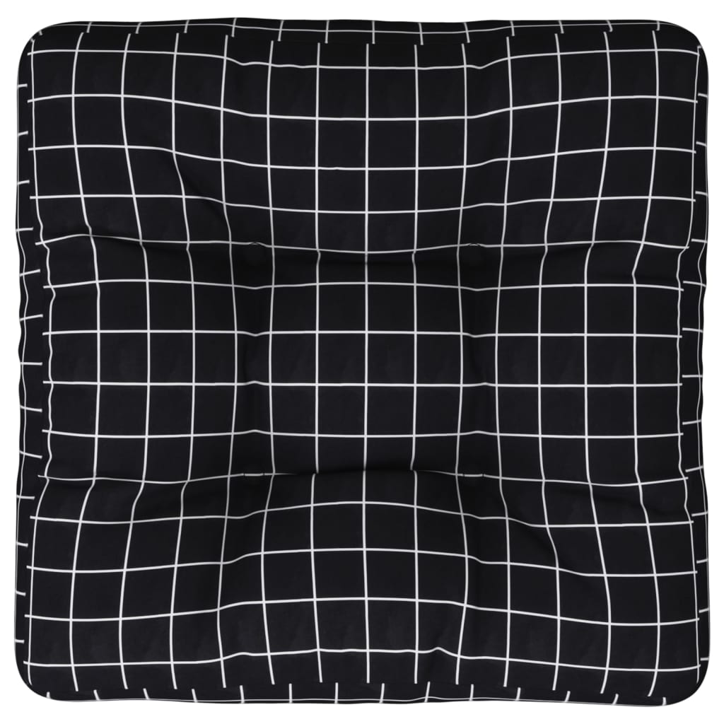 vidaXL Μαξιλάρι Παλέτας Μαύρο Καρό 50 x 50 x 12 εκ. Υφασμάτινο