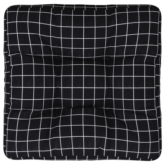 vidaXL Μαξιλάρι Παλέτας Μαύρο Καρό 60 x 60 x 12 εκ. Υφασμάτινο