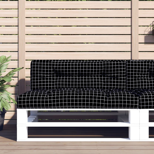 vidaXL Μαξιλάρι Παλέτας Μαύρο Καρό 120 x 40 x 12 εκ. Υφασμάτινο