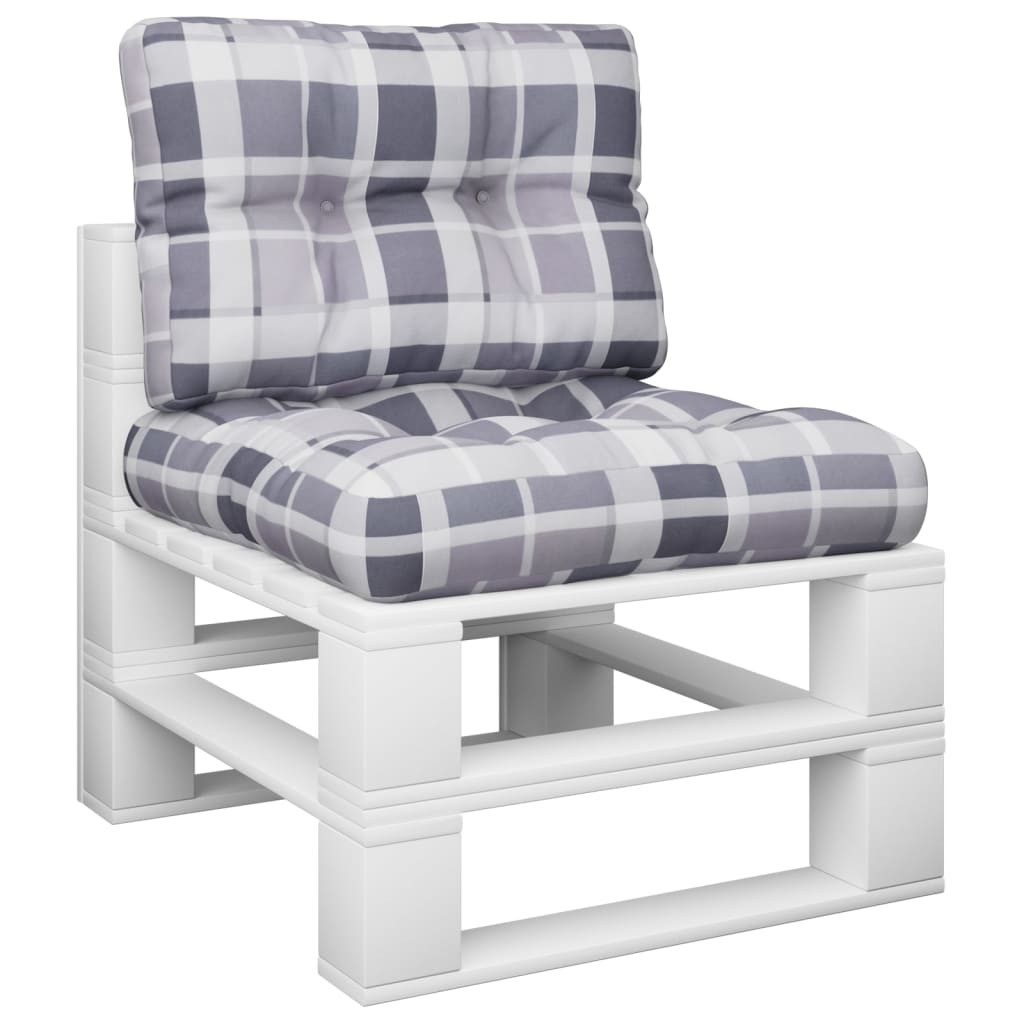 vidaXL Μαξιλάρια Παλέτας 2 τεμ. Γκρι Καρό Υφασμάτινα