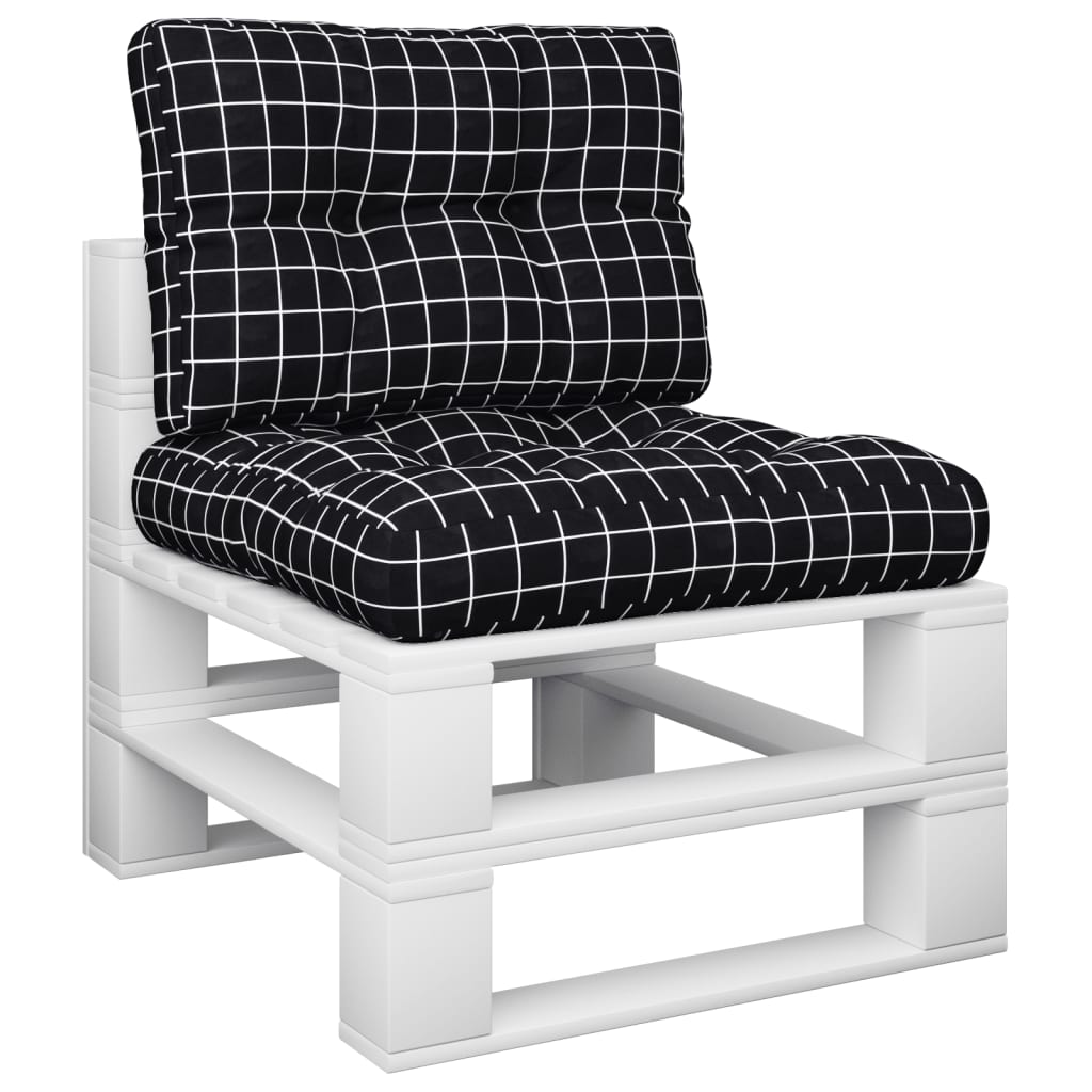 vidaXL Μαξιλάρια Παλέτας 2 τεμ. Μαύρο Καρό Υφασμάτινα