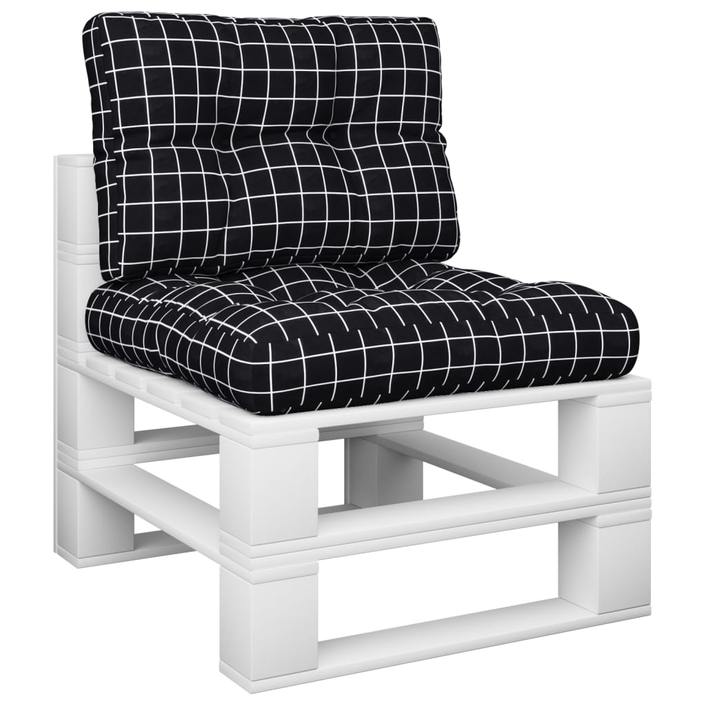 vidaXL Μαξιλάρια Παλέτας 2 τεμ. Μαύρο Καρό Υφασμάτινα