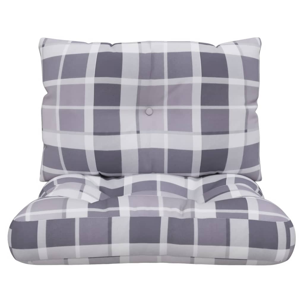 vidaXL Μαξιλάρια Παλέτας 2 τεμ. Γκρι Καρό Υφασμάτινα