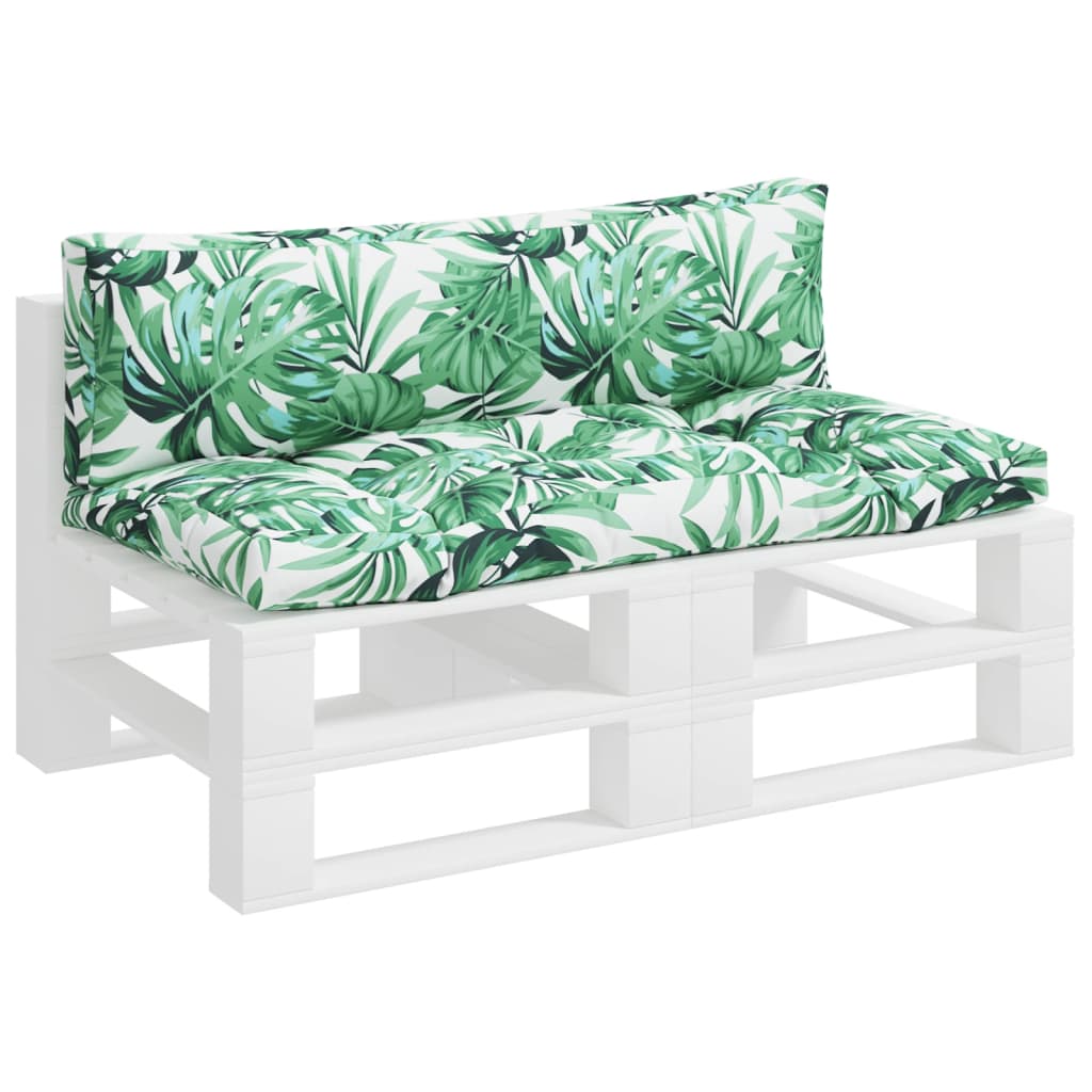 vidaXL Μαξιλάρια Παλέτας 2 τεμ. Σχέδιο Φύλλων Υφασμάτινα