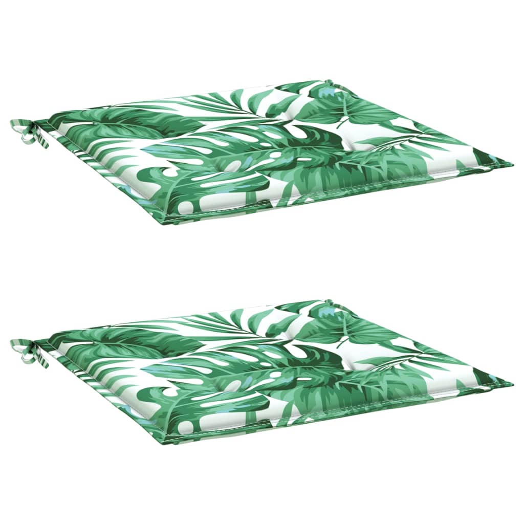 vidaXL Μαξιλάρια Καρέκλας 2 τεμ. Σχέδιο Φύλλων 40x40x3 εκ. Υφασμάτινα