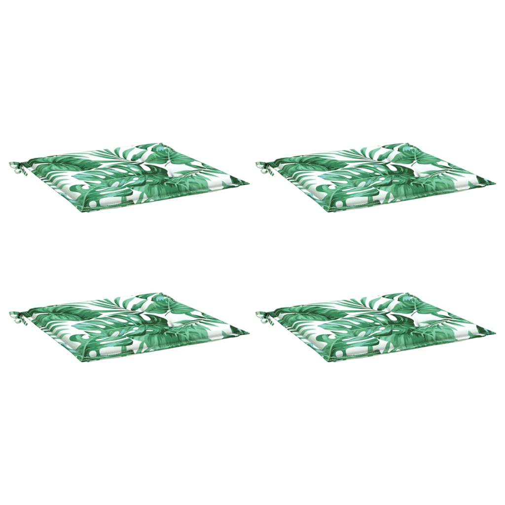 vidaXL Μαξιλάρια Καρέκλας 4 τεμ. Σχέδιο Φύλλων 40x40x3 εκ. Υφασμάτινα