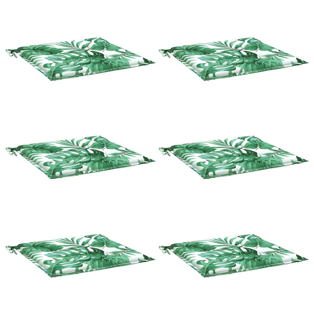 vidaXL Μαξιλάρια Καρέκλας 6 τεμ. Σχέδιο Φύλλων 40x40x3 εκ. Υφασμάτινα