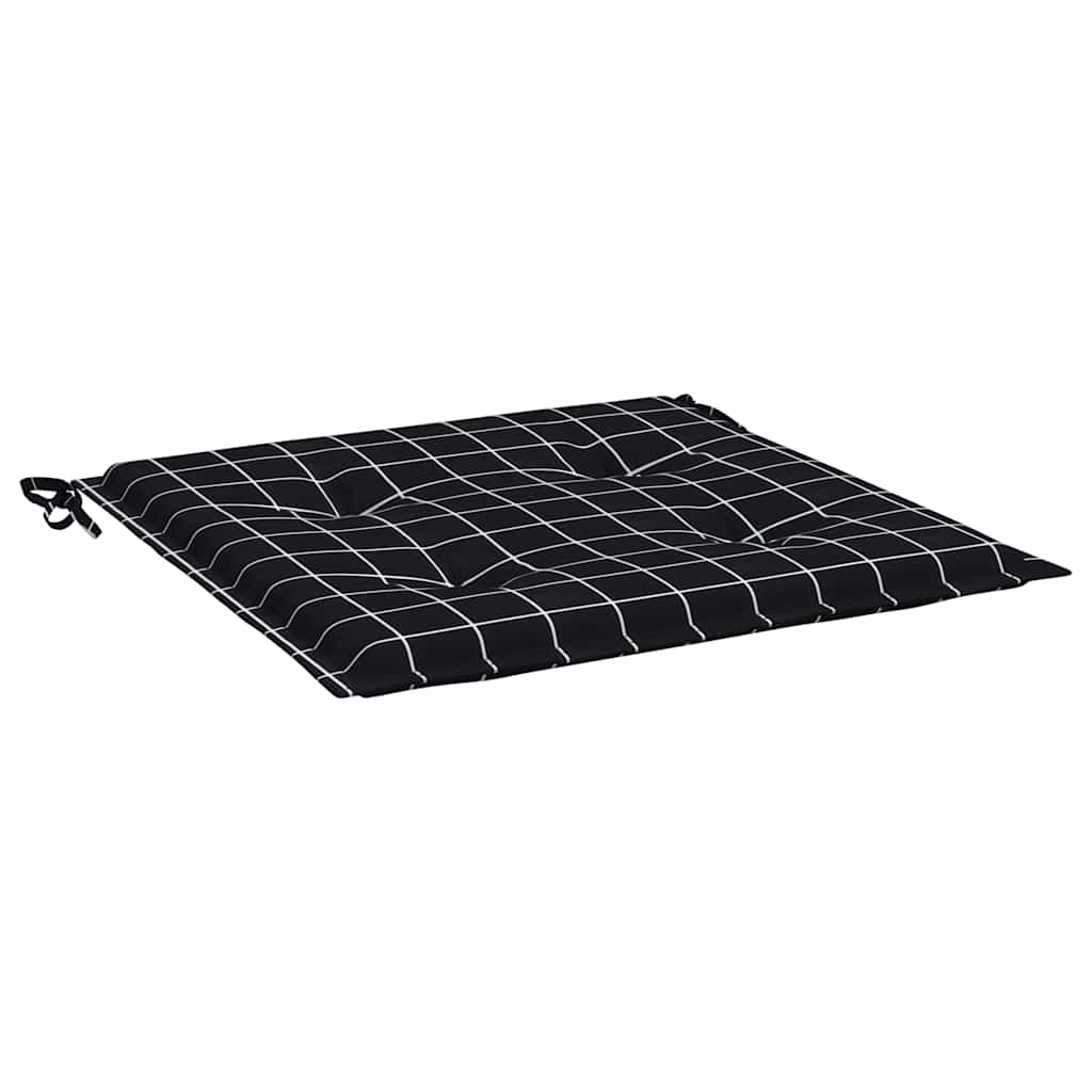 vidaXL Μαξιλάρια Καρέκλας 2 τεμ. Μαύρο Καρό 40 x 40 x 4 εκ. Υφασμάτινα
