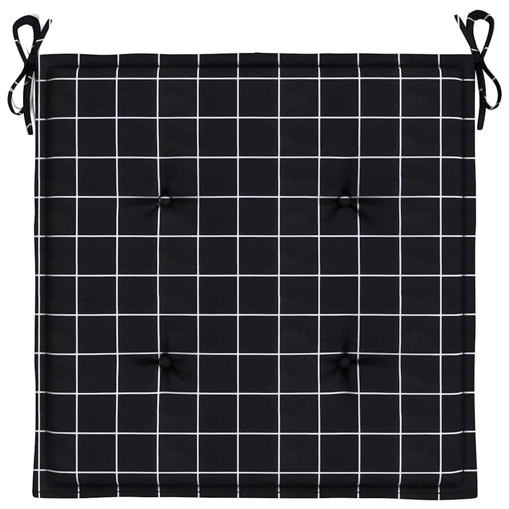 vidaXL Μαξιλάρια Καρέκλας 2 τεμ. Μαύρο Καρό 40 x 40 x 4 εκ. Υφασμάτινα