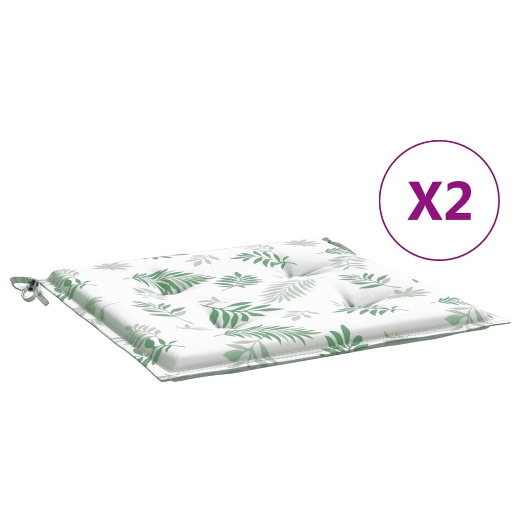 vidaXL Μαξιλάρια Καρέκλας 2 τεμ. Σχέδιο Φύλλων 40x40x4 εκ. Υφασμάτινα
