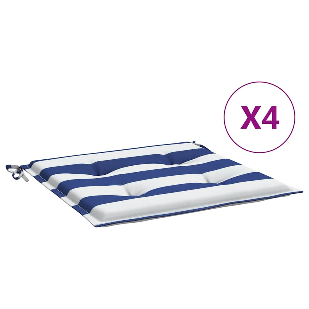 vidaXL Μαξιλάρια Καρέκλας 4 τεμ. Μπλε/Λευκό Ριγέ 50x50x4 εκ Υφασμάτινα