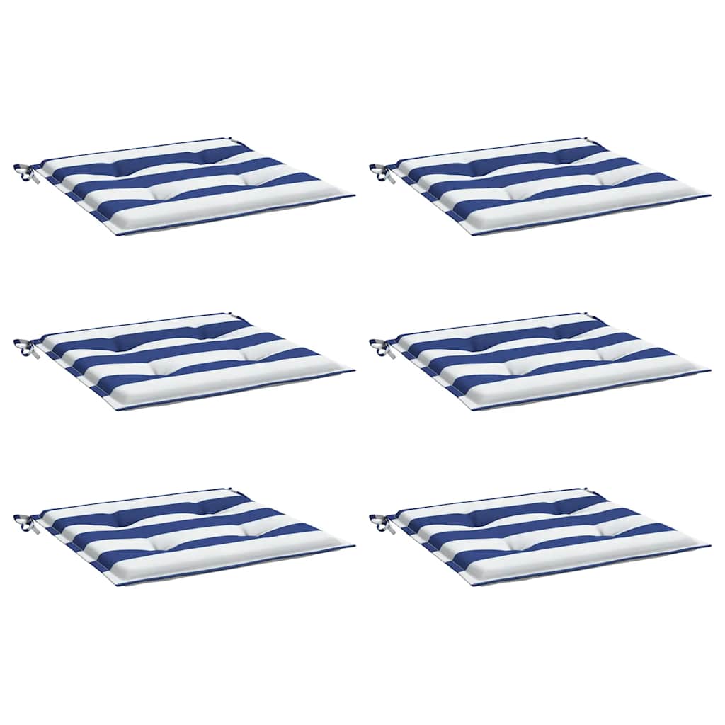 vidaXL Μαξιλάρια Καρέκλας 6 τεμ. Μπλε/Λευκό Ριγέ 50x50x4 εκ Υφασμάτινα