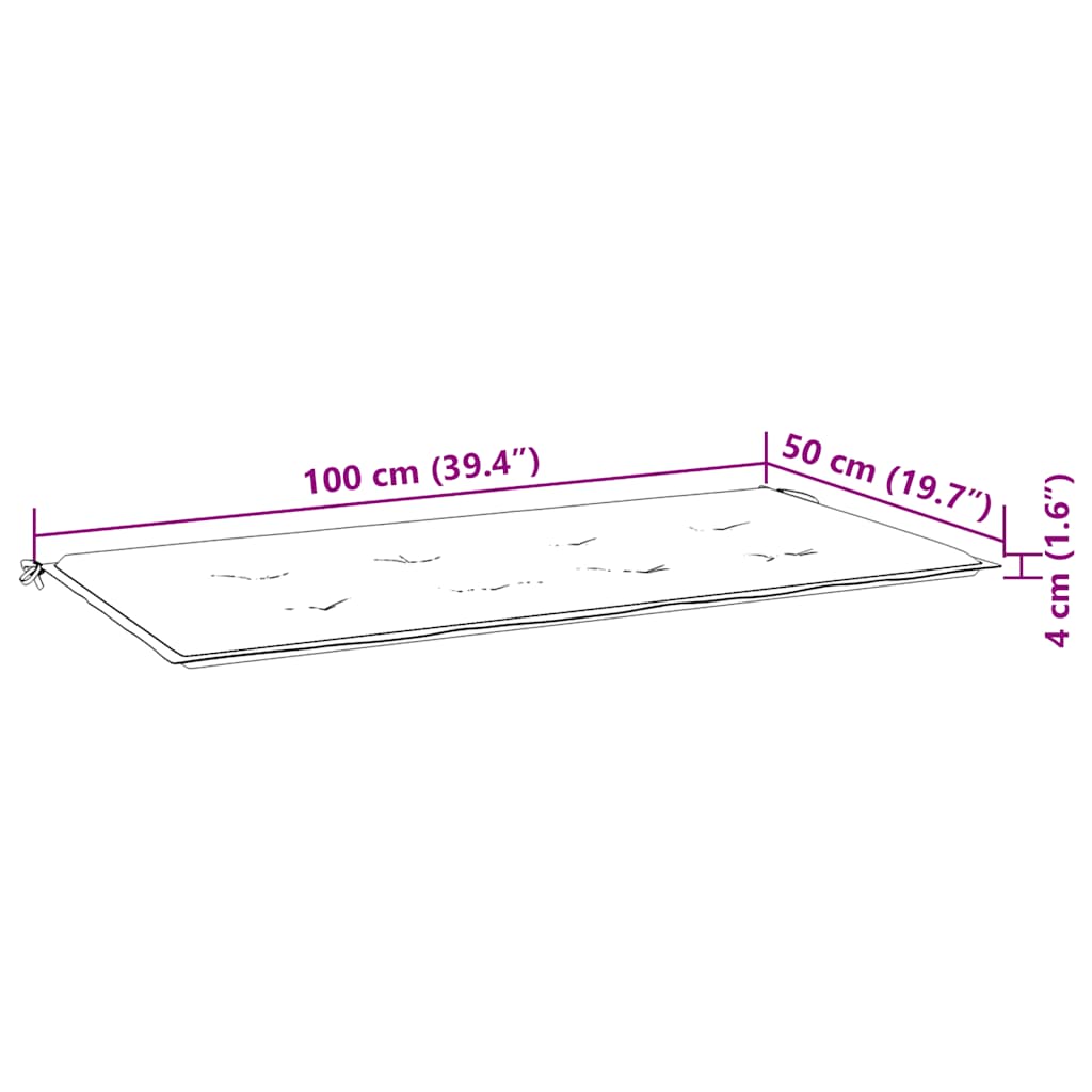 vidaXL Μαξιλάρι Πάγκου Κήπου Σχέδιο Φύλλων 100x50x4 εκ. Ύφασμα Oxford
