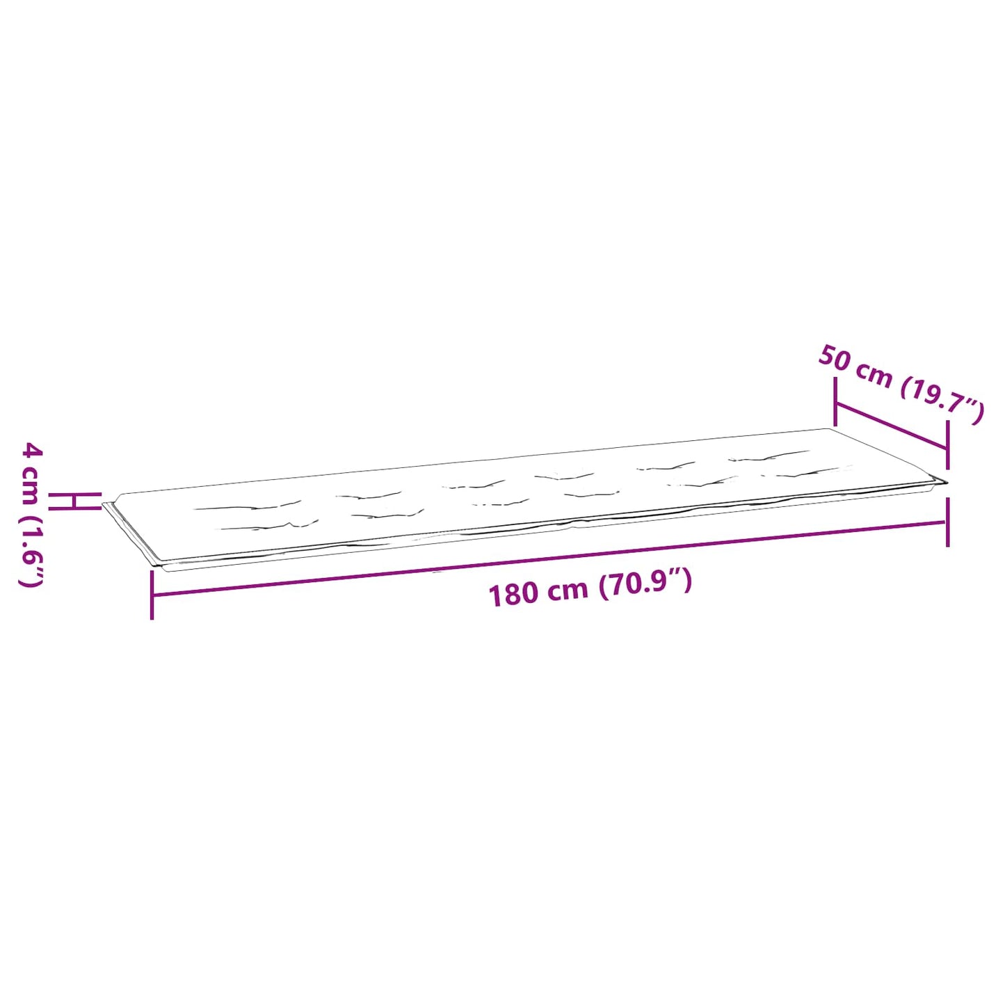 vidaXL Μαξιλάρι Παγκάκι Κήπου Πράσινο 200 x 50 x 4 cm Ύφασμα Oxford