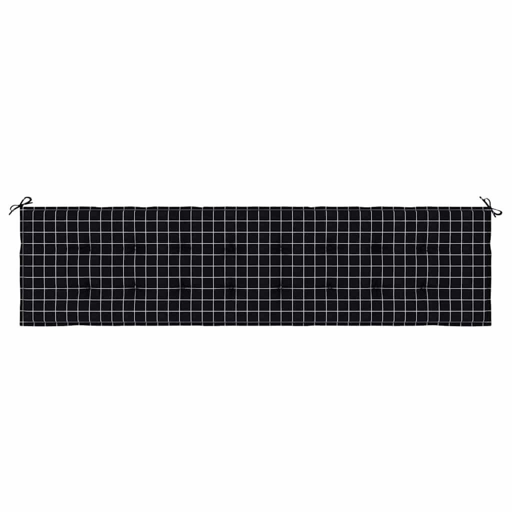 vidaXL Μαξιλάρι Πάγκου Μαύρο Καρό 200x50x4 εκ. Ύφασμα Oxford