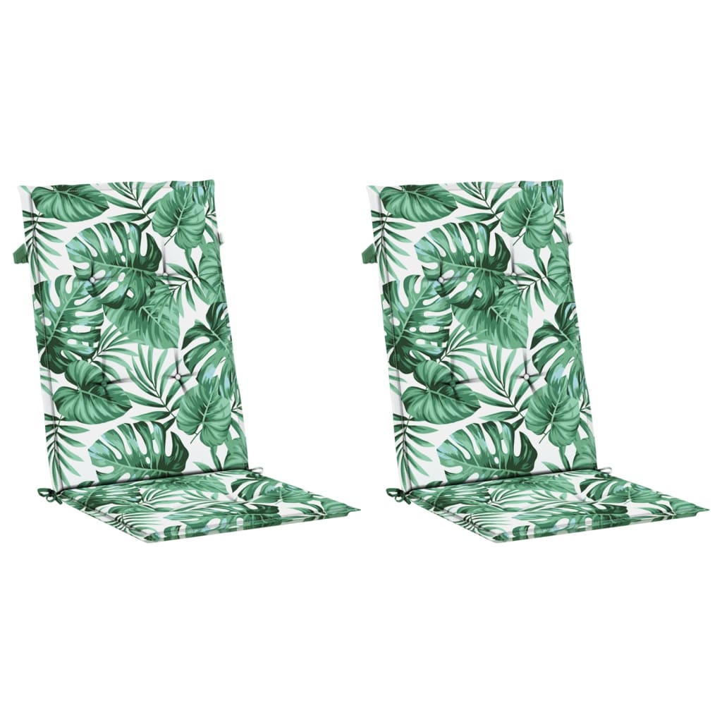 vidaXL Μαξιλάρια Καρέκλας με Ψηλή Πλάτη 2 τεμ Σχέδιο Φύλλων Υφασμάτινα