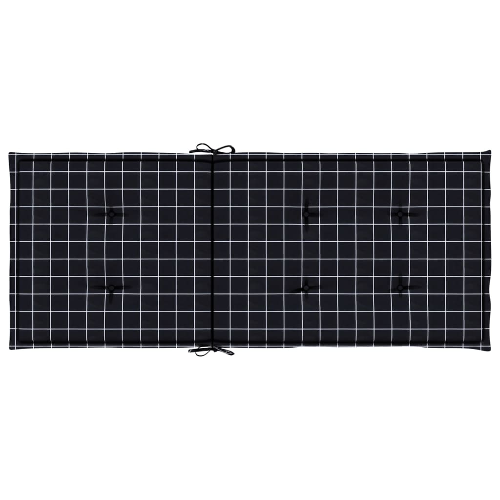 vidaXL Μαξιλάρια Καρέκλας με Ψηλή Πλάτη 2 τεμ. Μαύρα Καρό Υφασμάτινα