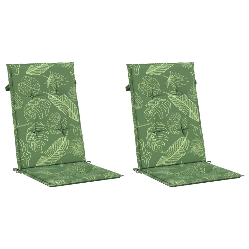 vidaXL Μαξιλάρια Καρέκλας με Ψηλή Πλάτη 2 τεμ Σχέδιο Φύλλων Υφασμάτινα