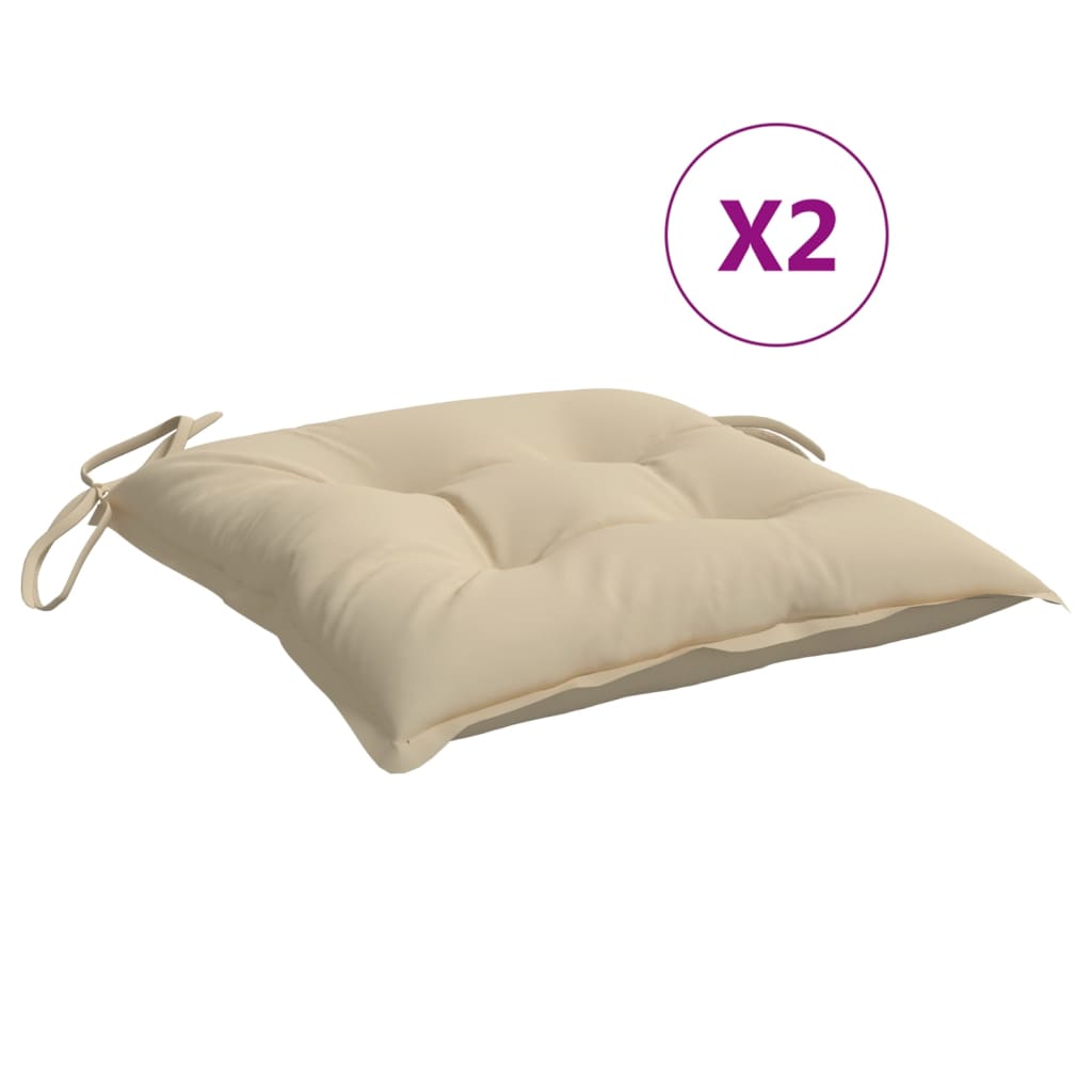vidaXL Μαξιλάρια Καρέκλας Κήπου 2 τεμ. Μπεζ 40x40x7 εκ. Υφασμάτινα