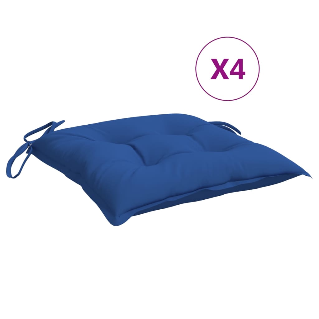 vidaXL Μαξιλάρια Καρέκλας Κήπου 4 τεμ. Μπλε 40x40x7 εκ. Υφασμάτινα