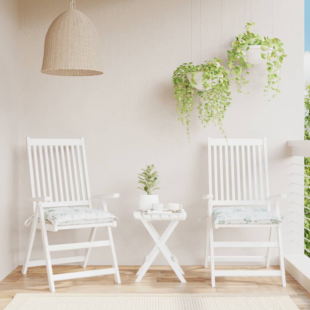 vidaXL Μαξιλάρια Καρέκλας 2 τεμ. Σχέδιο Φύλλων 40x40x7 εκ. Υφασμάτινα