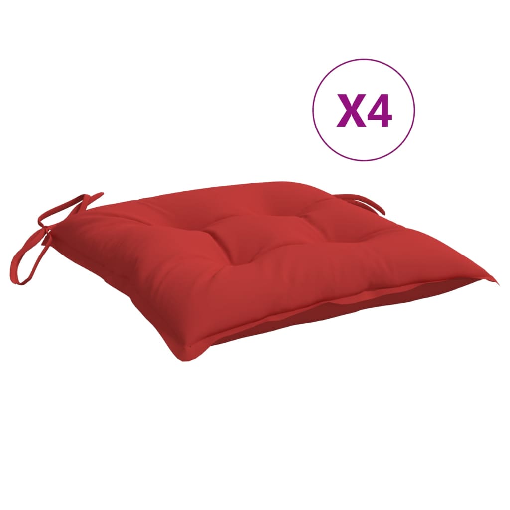 vidaXL Μαξιλάρια Παλέτας Κήπου 4 τεμ. Κόκκινο 50x50x7εκ. Oxford Ύφασμα