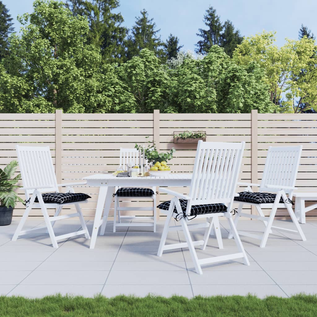vidaXL Μαξιλάρια Καρέκλας 4 τεμ. Μαύρο Καρό 50 x 50 x 7 εκ. Υφασμάτινα