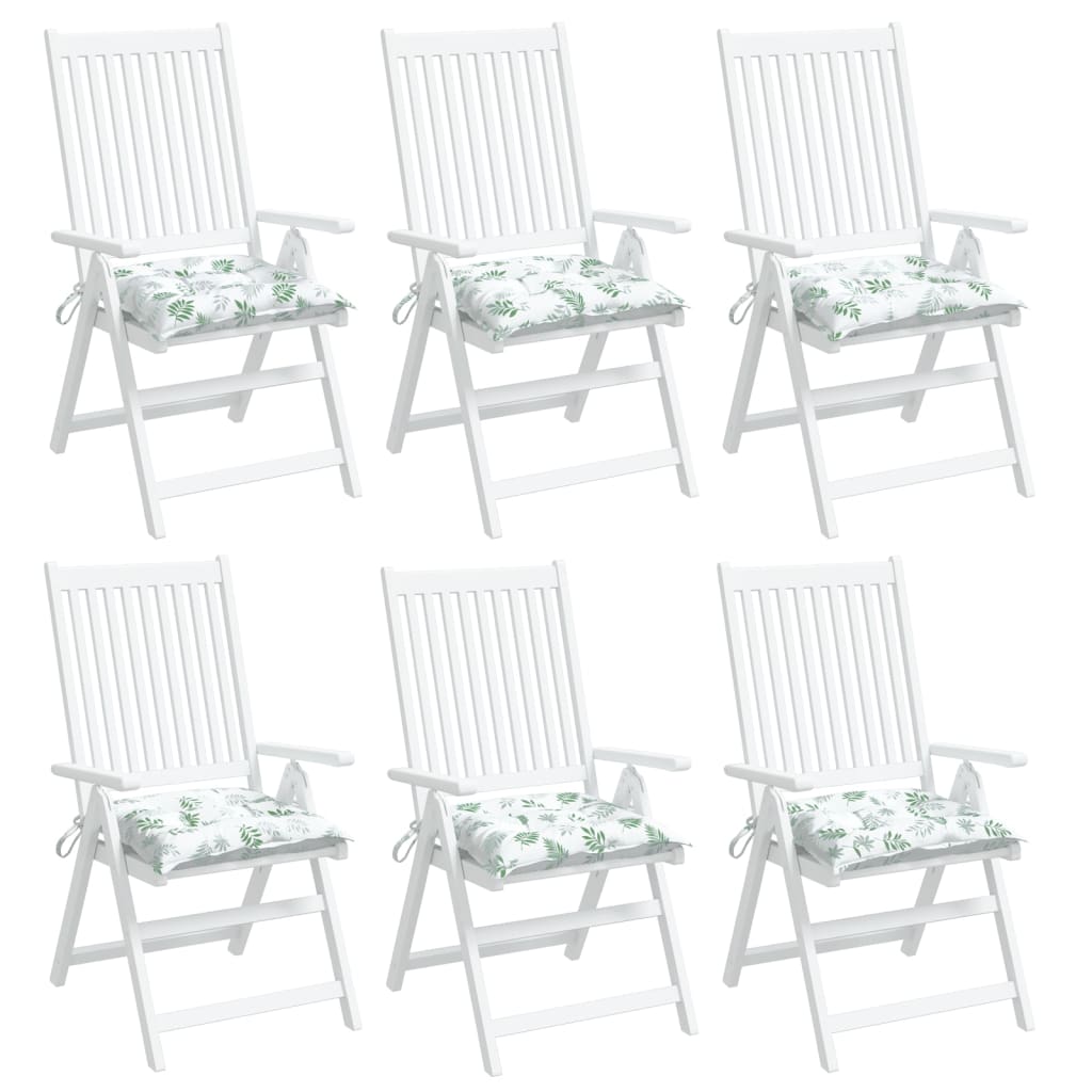 vidaXL Μαξιλάρια Καρέκλας 6 τεμ. Σχέδιο Φύλλων 50x50x7 εκ. Υφασμάτινα