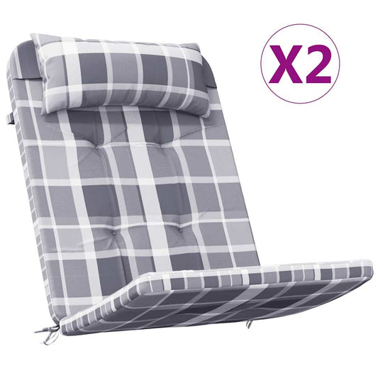 vidaXL Μαξιλάρια Καρέκλας Adirondack 2 τεμ. Γκρι Καρό Ύφασμα Oxford