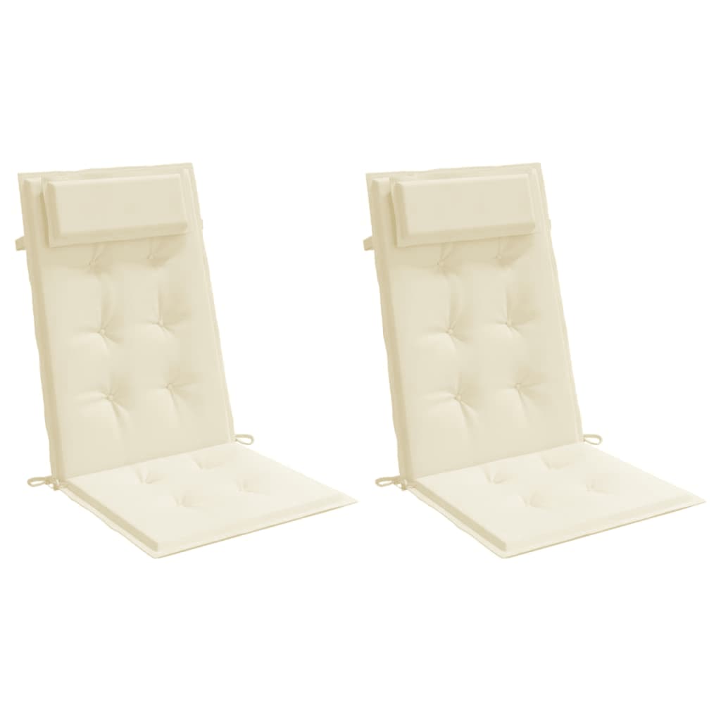 vidaXL Μαξιλάρια Καρέκλας με Πλάτη 2 τεμ. Κρεμ από Ύφασμα Oxford