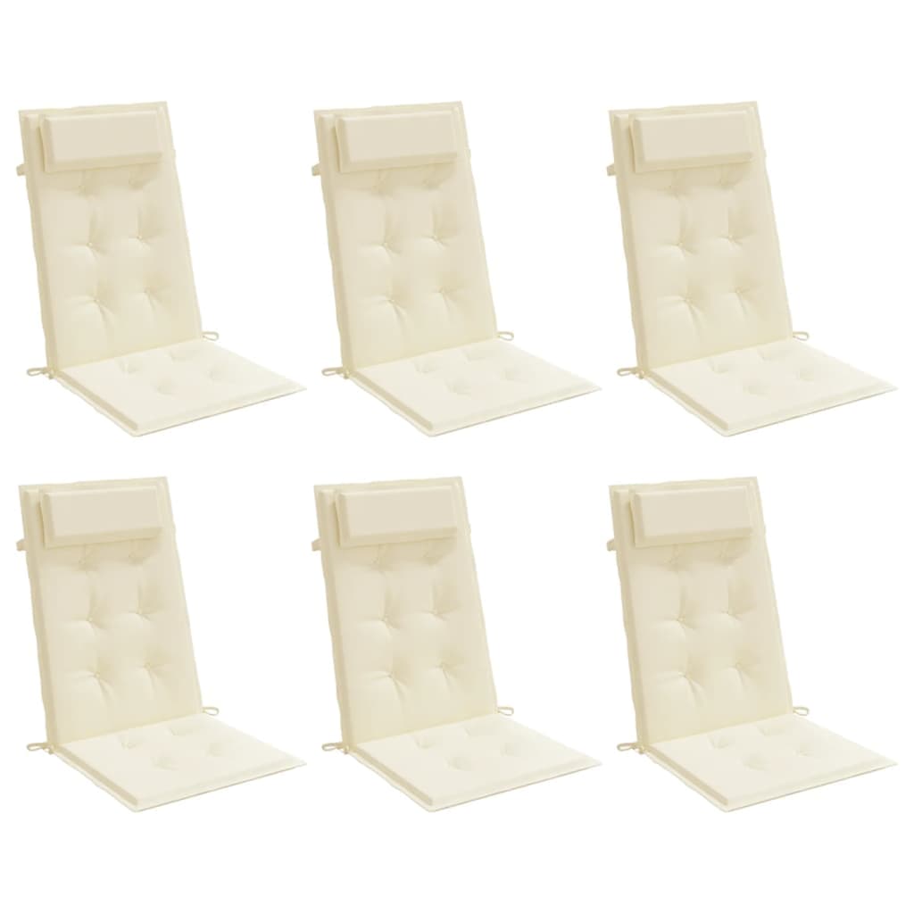 vidaXL Μαξιλάρια Καρέκλας με Πλάτη 6 τεμ. Κρεμ από Ύφασμα Oxford