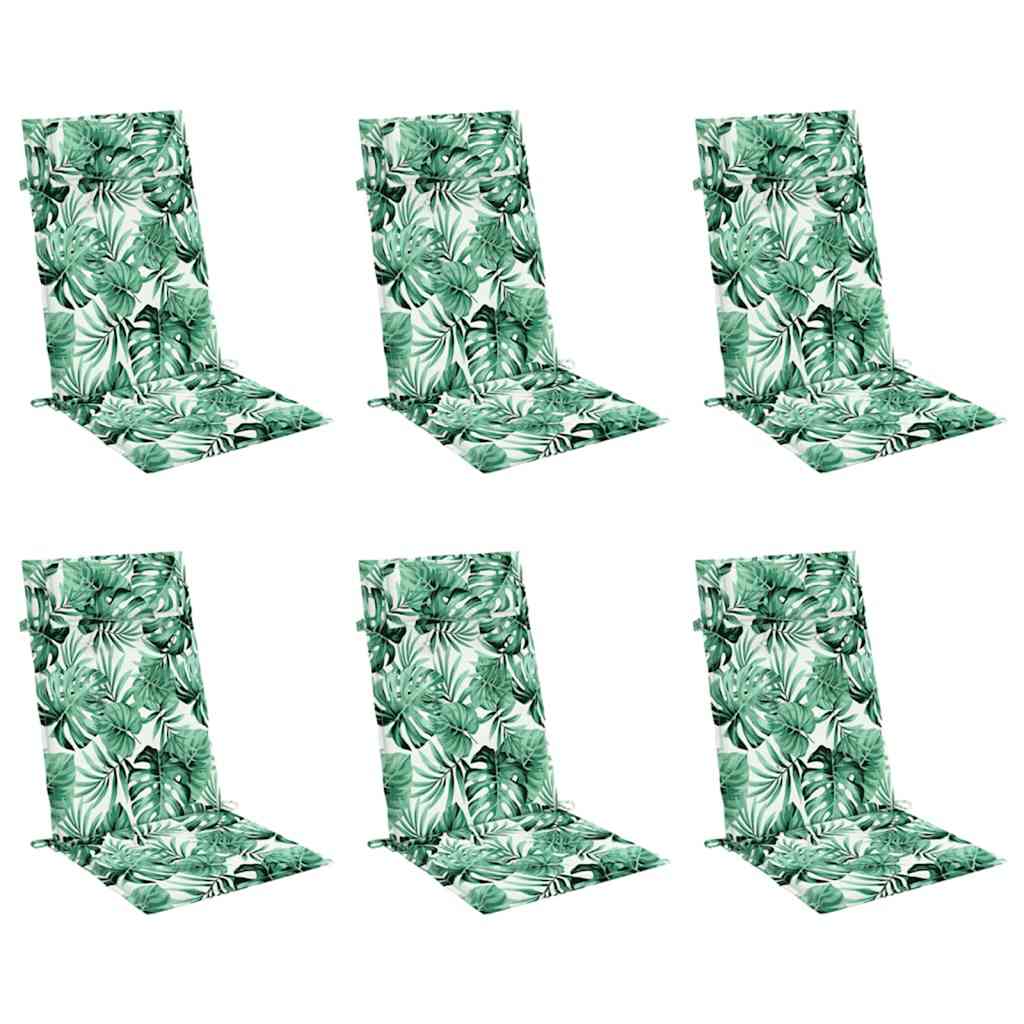 vidaXL Μαξιλάρια Καρέκλας με Ψηλή Πλάτη 6 τεμ. Σχ. Φύλλα Ύφασμα Oxford