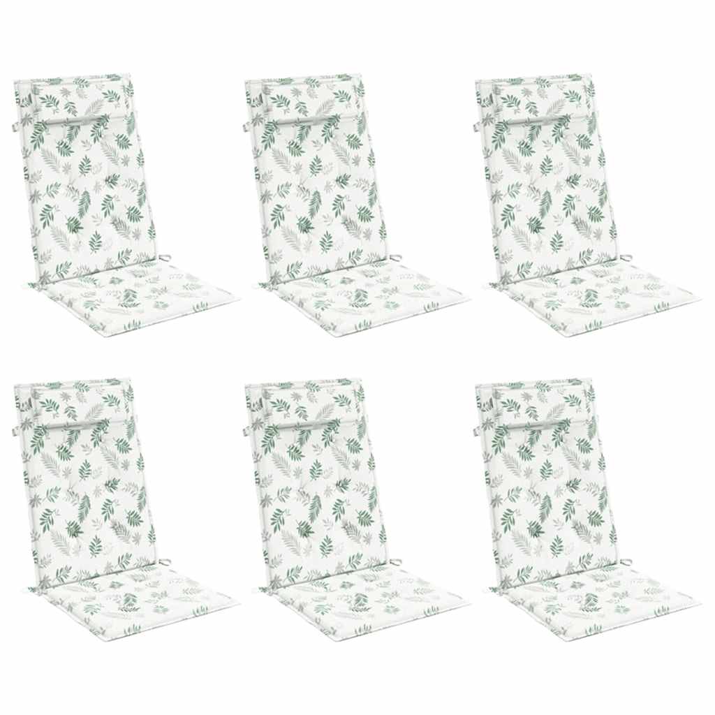 vidaXL Μαξιλάρια Καρέκλας με Ψηλή Πλάτη 6 τεμ. Σχ. Φύλλα Ύφασμα Oxford