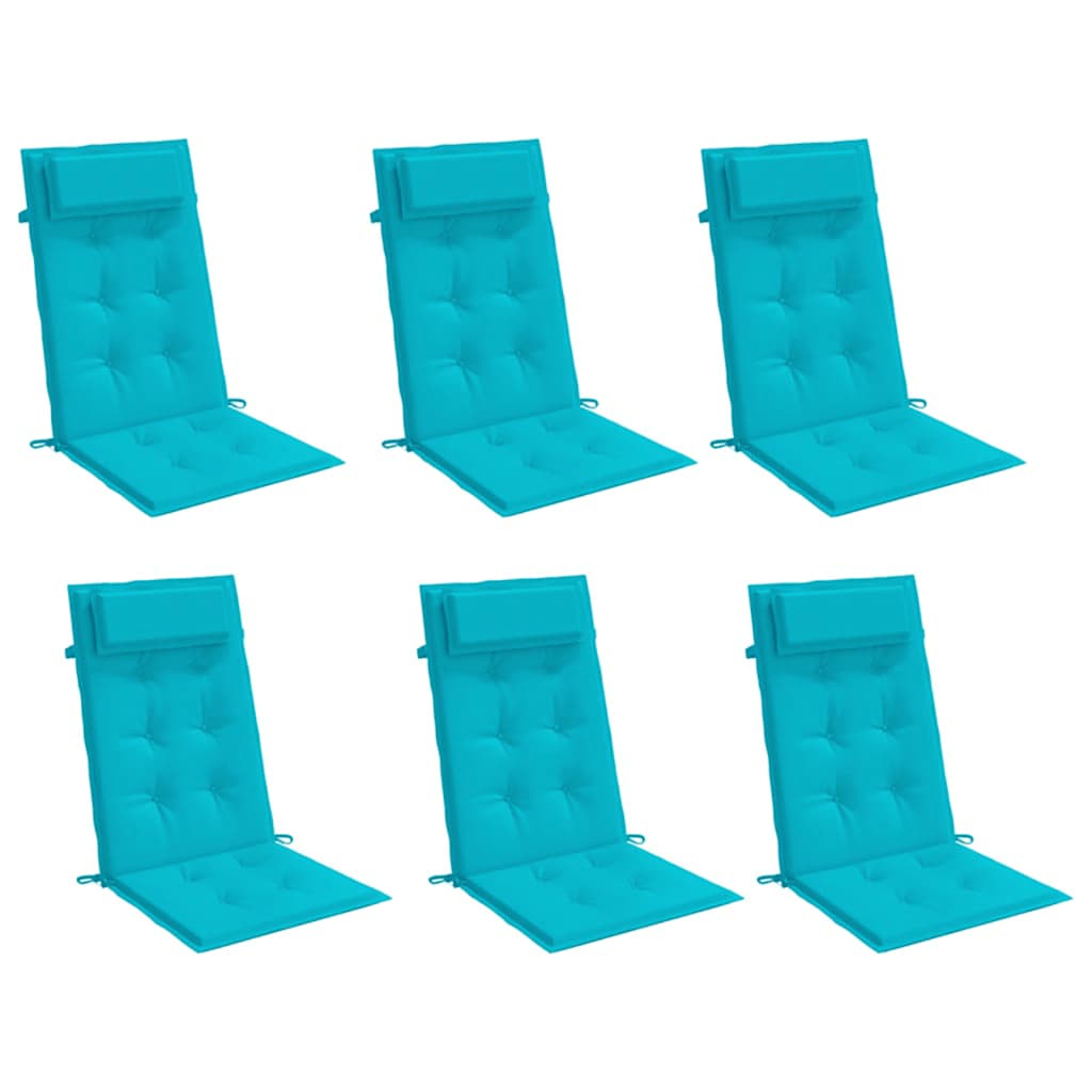 vidaXL Μαξιλάρια Καρέκλας με Ψηλή Πλάτη 6 τεμ. Τιρκουάζ Ύφασμα Oxford